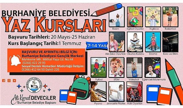 Burhaniye Belediyesi Gençlik Merkezi yıl boyunca sürdürdüğü kurslarını yaz tatilinde de artırarak devam ettirecek