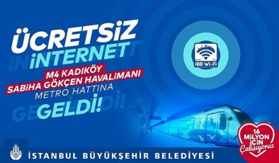 İBB’ye ilişkin M4 Kadıköy-Sabiha Gökçen Havalimanı Metro Çizgisi’nde fiyatsız sınırsız internet İBB Wi-Fi hizmeti başladı