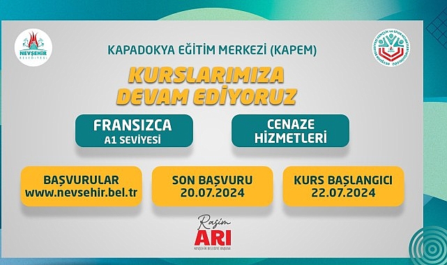 Nevşehir Belediyesi Kapadokya Eğitim Merkezi (KAPEM)’de açılacak olan Fransızca A1 ve Cenaze Hizmetleri kursları için kayıtlar başladı